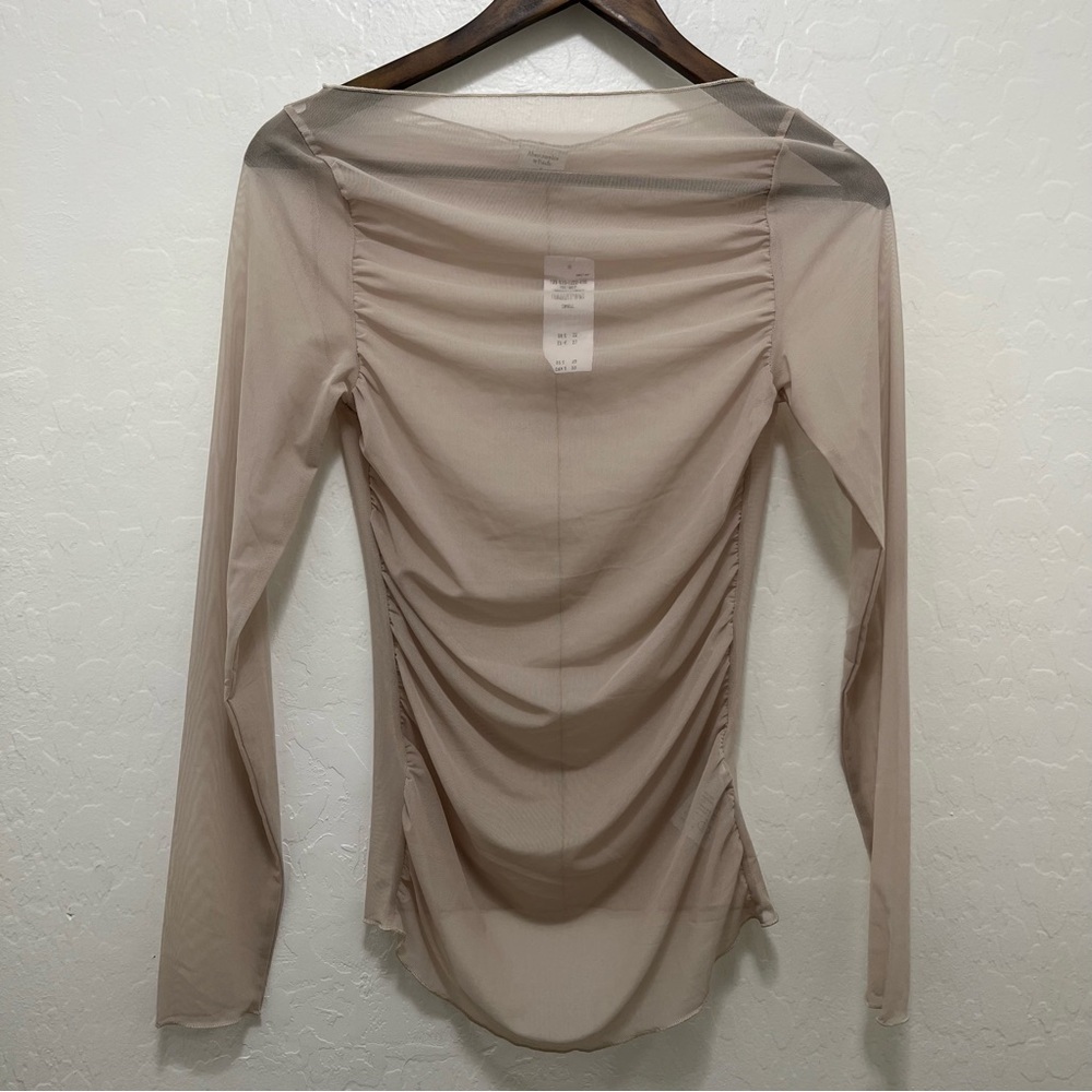 Abercrombie & Fitch Long Sleeve Tuckable Mesh Slash Top Sz S Boat Neck Festival